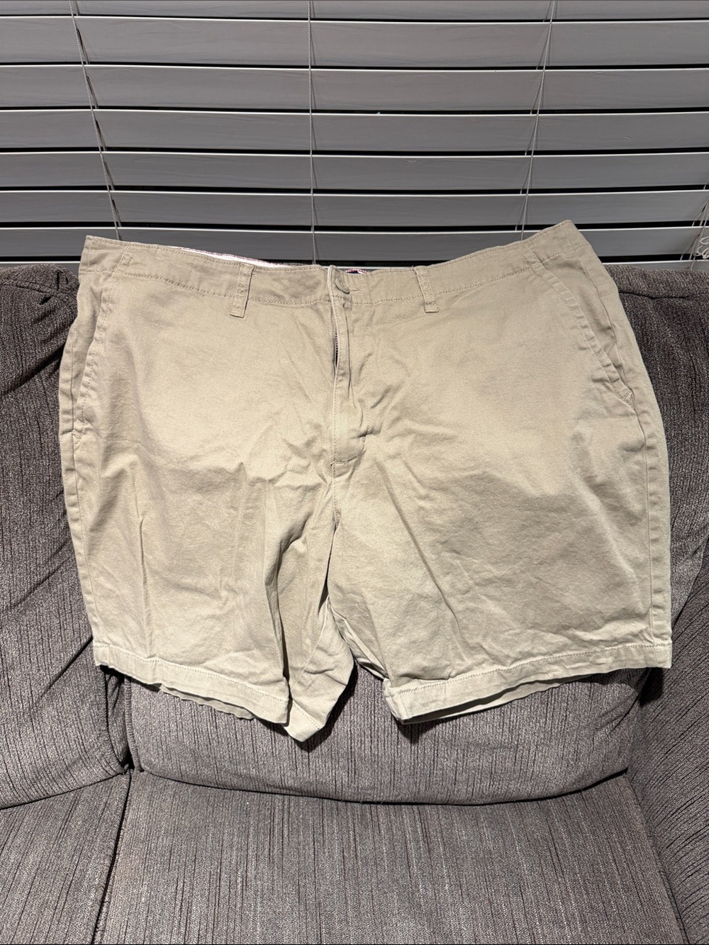 George Men's Light Khaki Flat Front Cotton Shorts